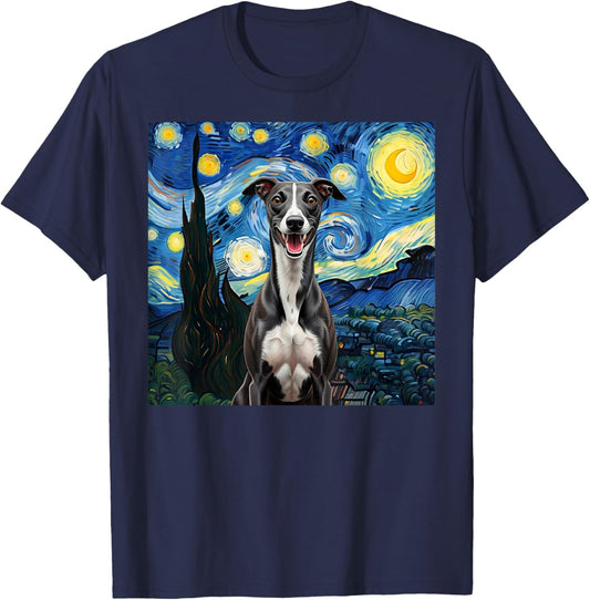 Whippet Black Starry Night Dog Lover Gift Women Kids T-Shirt - T-Shirt | Navy