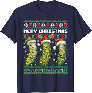 Pickle Lovers Funny Christmas Pajama Family Grandma Mom Kids T-Shirt - T-Shirt | Navy