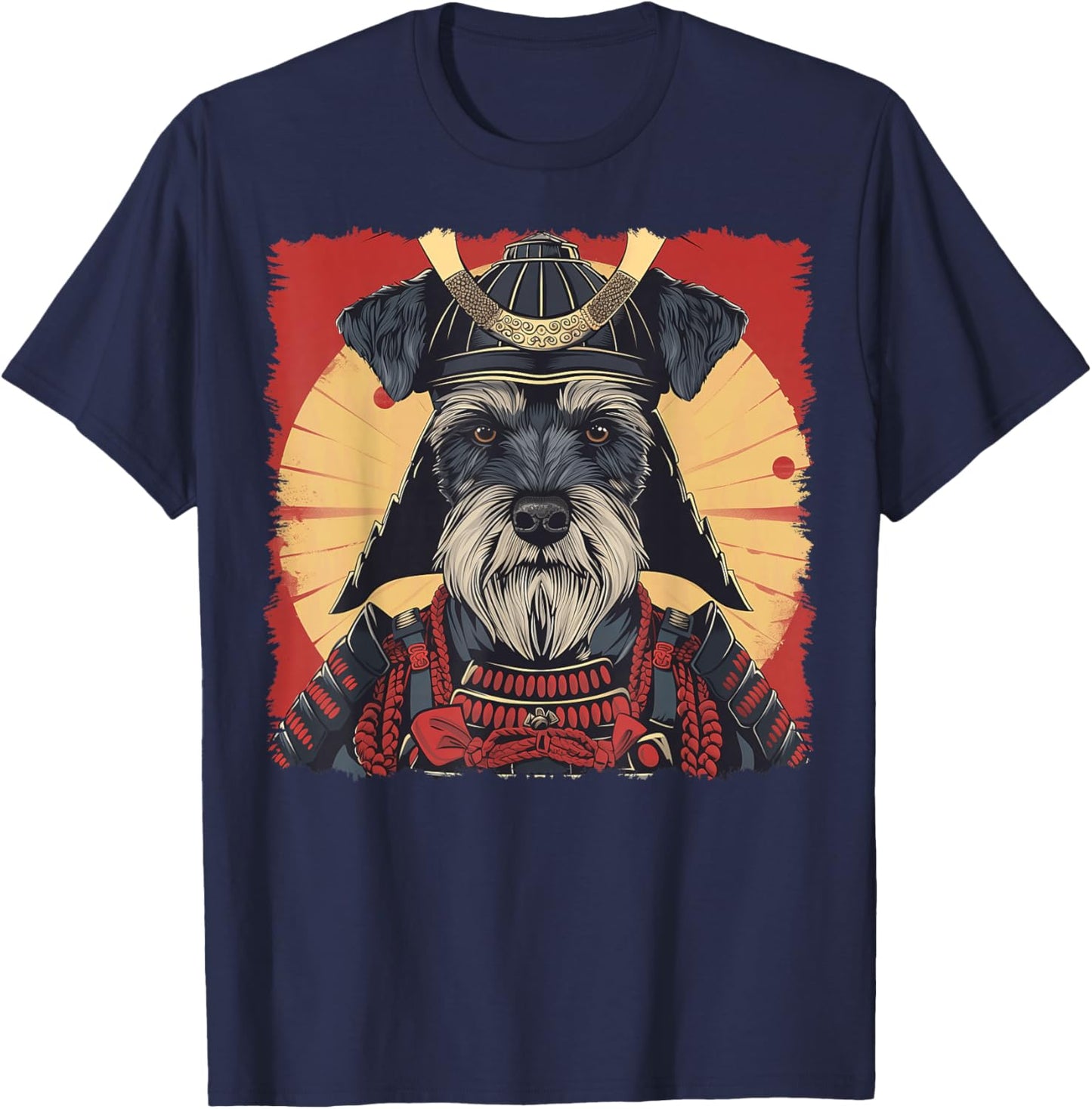 Miniature Schnauzer Dog Japanese Art Samurai Ukiyo-e Vintage T-Shirt - T-Shirt | Navy