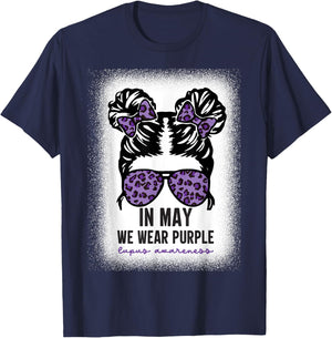 In May We Wear Purple Systemic Lupus Erythematosus Awareness T-Shirt - T-Shirt | Navy