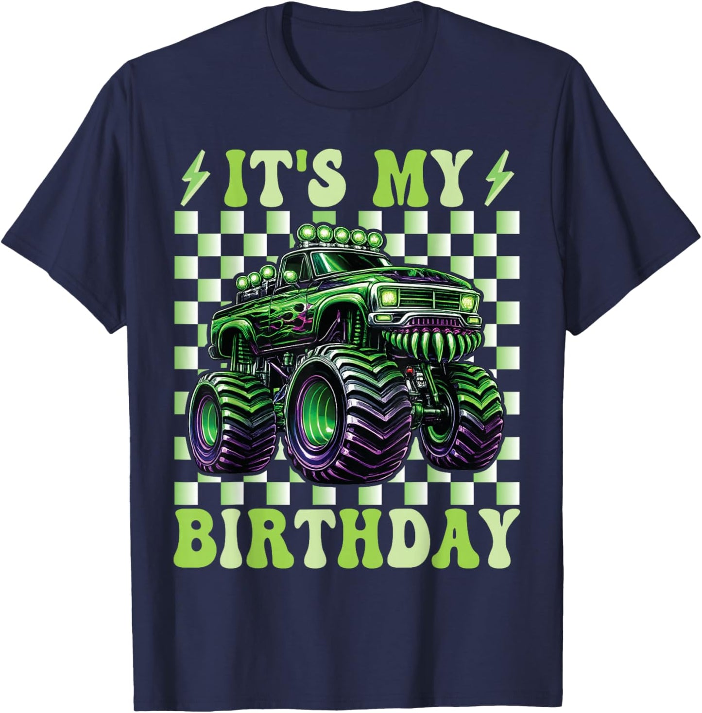 It's My Birthday Boys Monster Truck Bday Party Kids Boy T-Shirt - T-Shirt | Navy