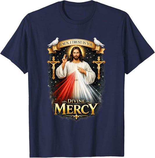 Divine Mercy Jesus Im Trust You Catholic Christian Religious T-Shirt - T-Shirt | Navy