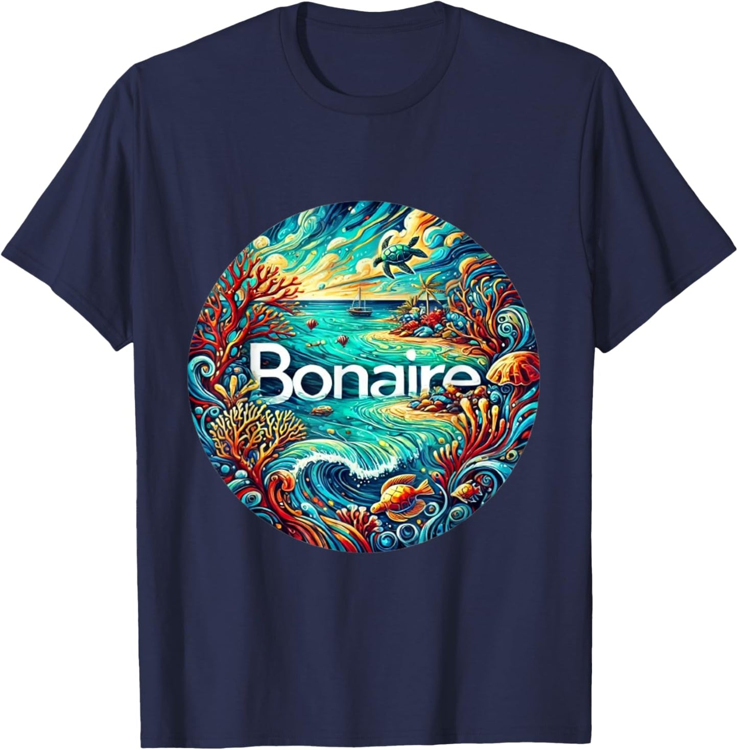 Bonaire ABC Dutch Islands artistic T-Shirt - T-Shirt | Navy