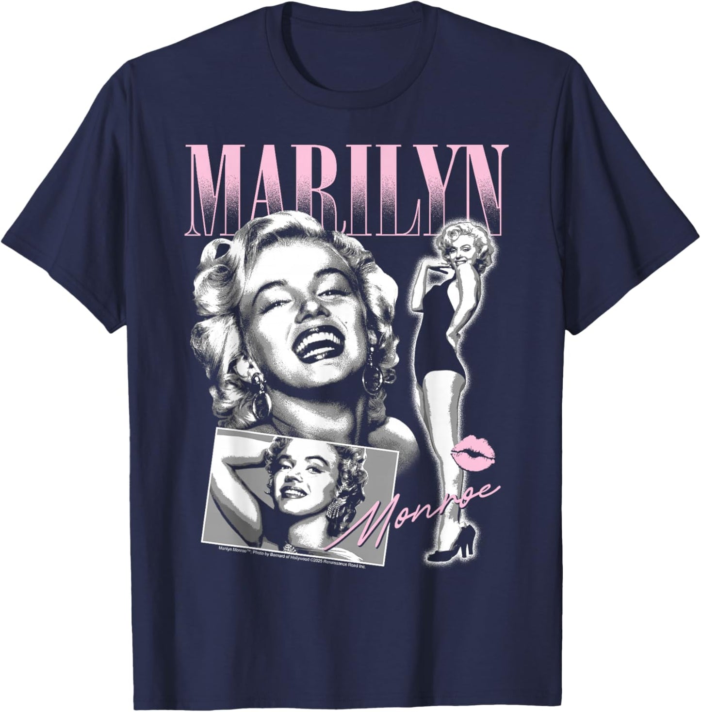 Marilyn Monroe - Retro Portrait Collage Design T-Shirt - T-Shirt | Navy