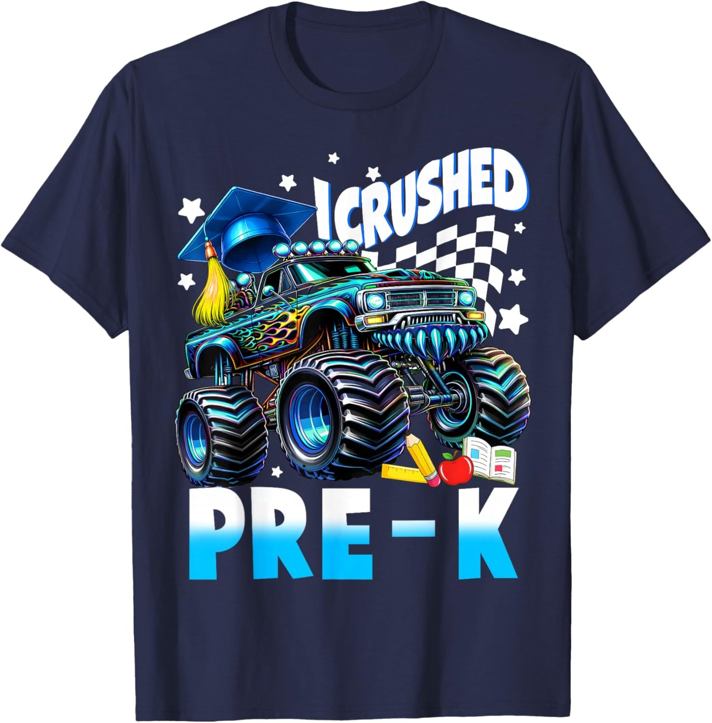 I Crushed Pre-K Monster Truck Graduation Boys Kids Prek T-Shirt - T-Shirt | Navy