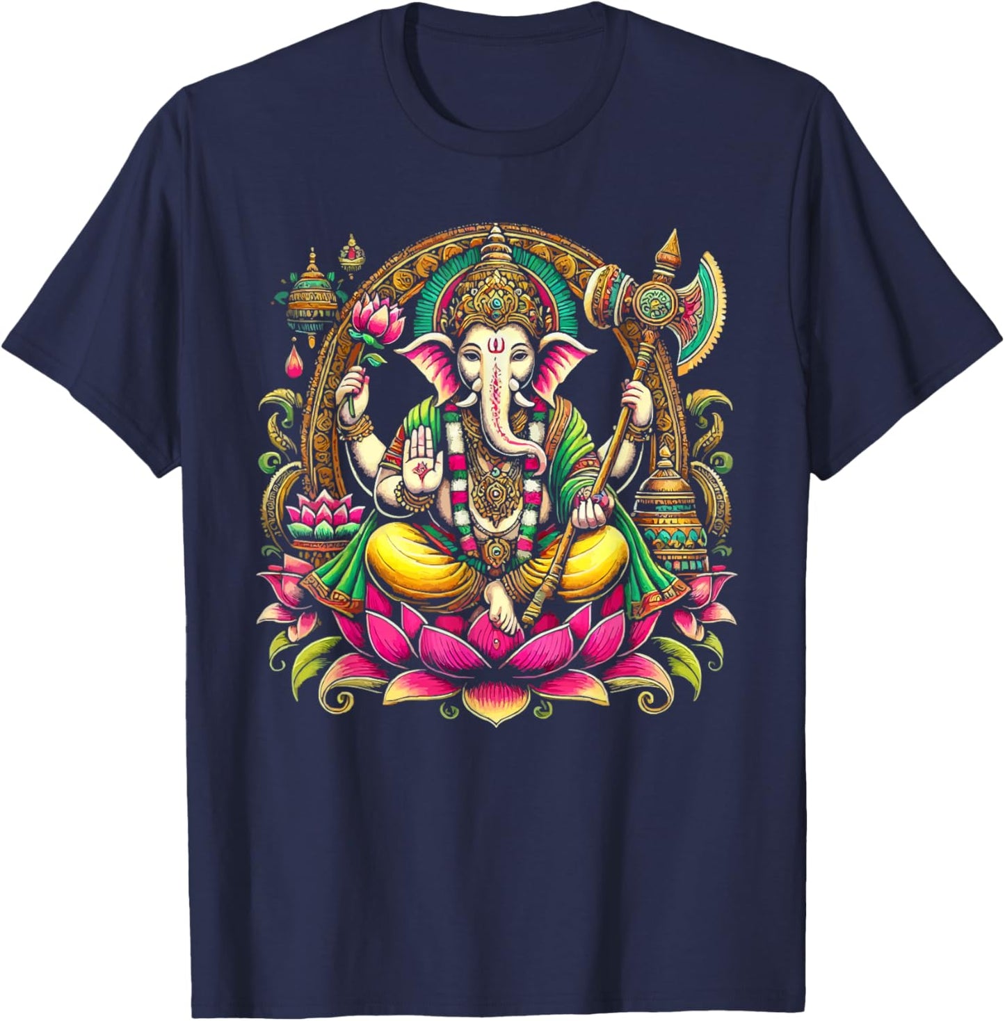Ganesh Chaturthi Hindu Festival Elephant Lord Ganesha T-Shirt - T-Shirt | Navy