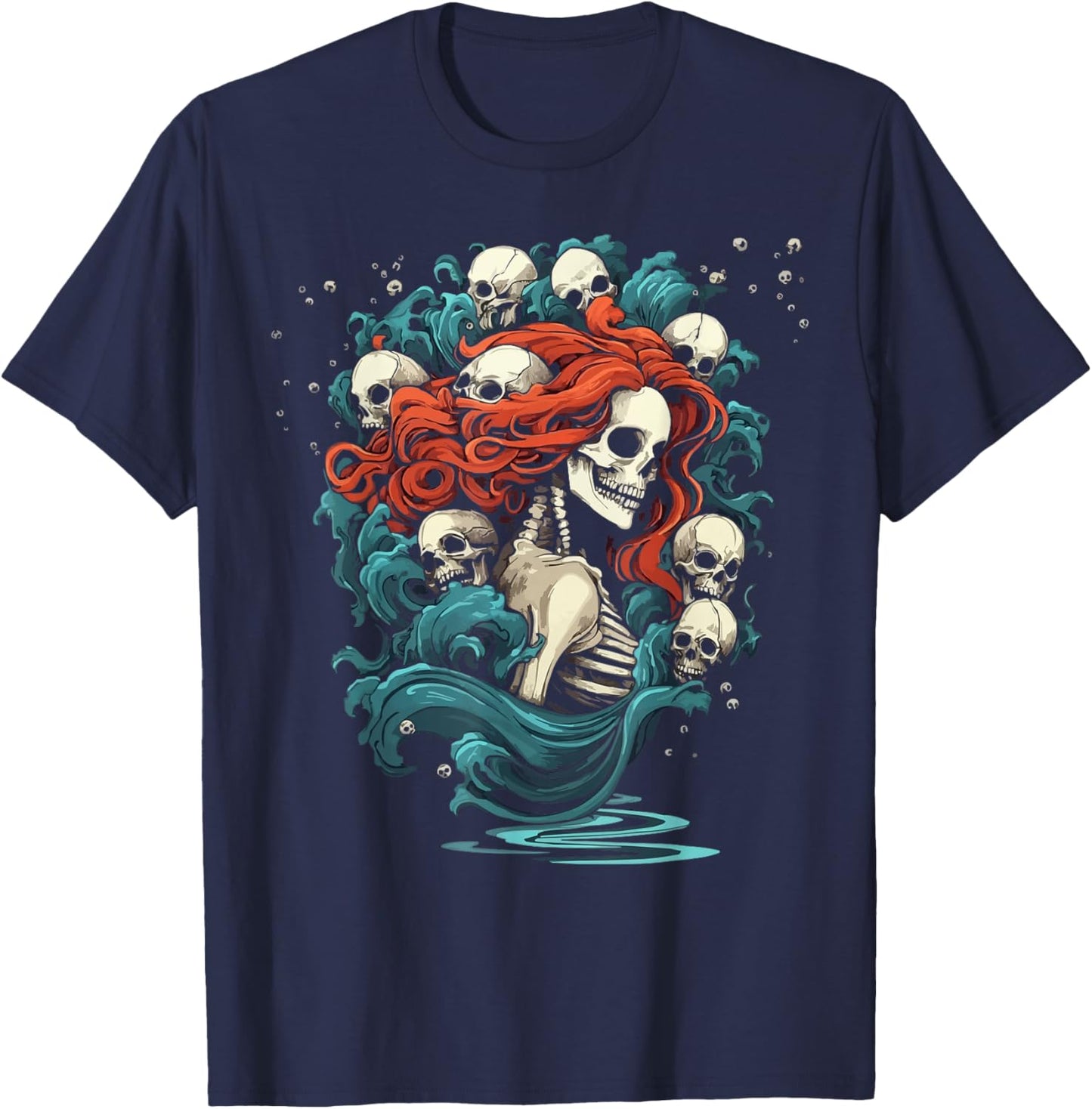 Zombie Mermaid Halloween Costume Spooky Trick Or Treat T-Shirt - T-Shirt | Navy