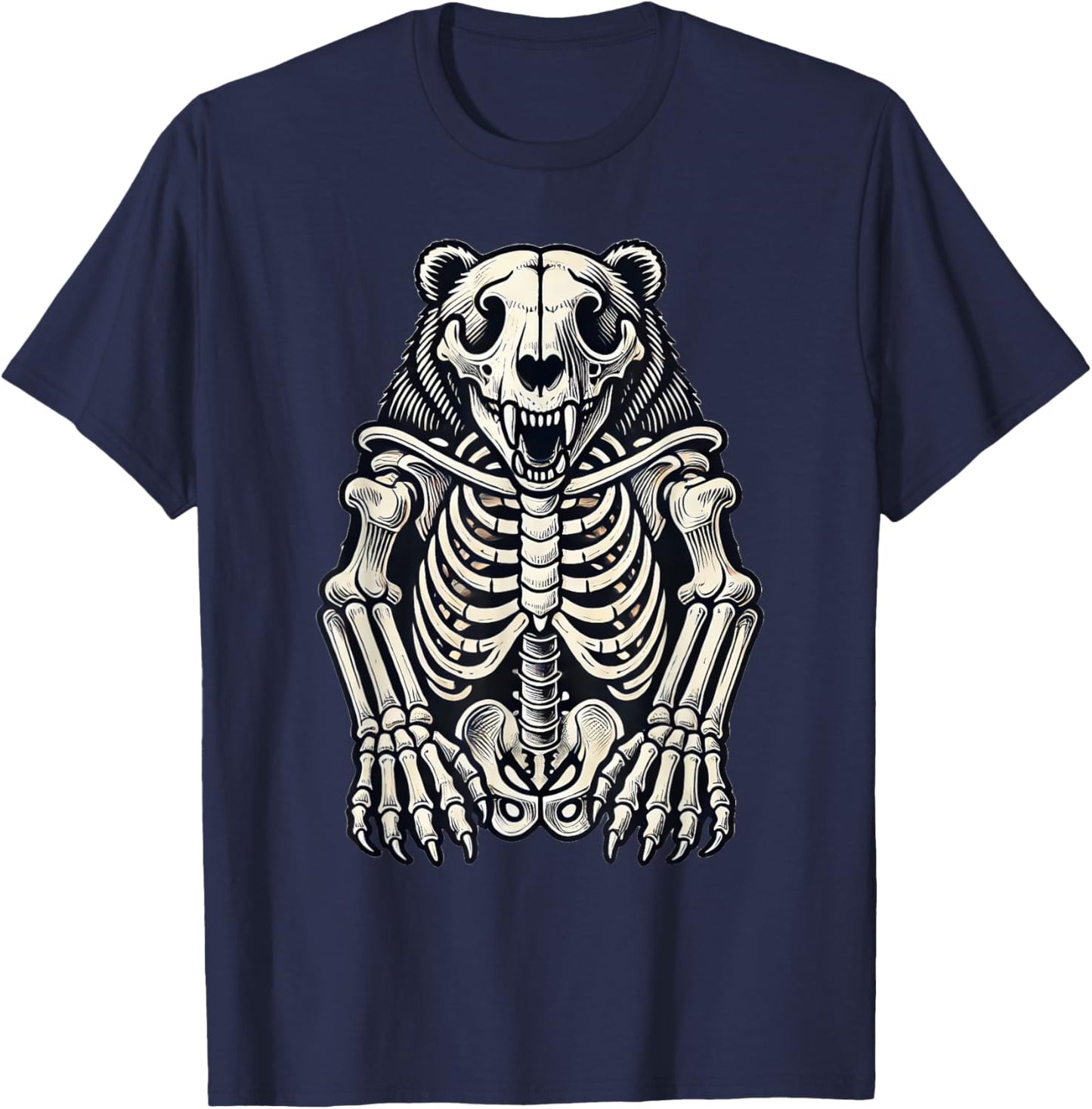 Bear Skeleton Halloween T-Shirt - T-Shirt | Navy