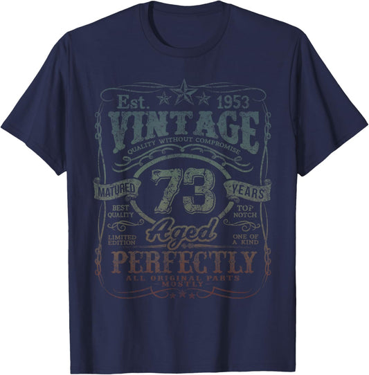 Vintage 1953 Limited Edition Shirt 73 Year Old 73rd Birthday T-Shirt - T-Shirt | Navy