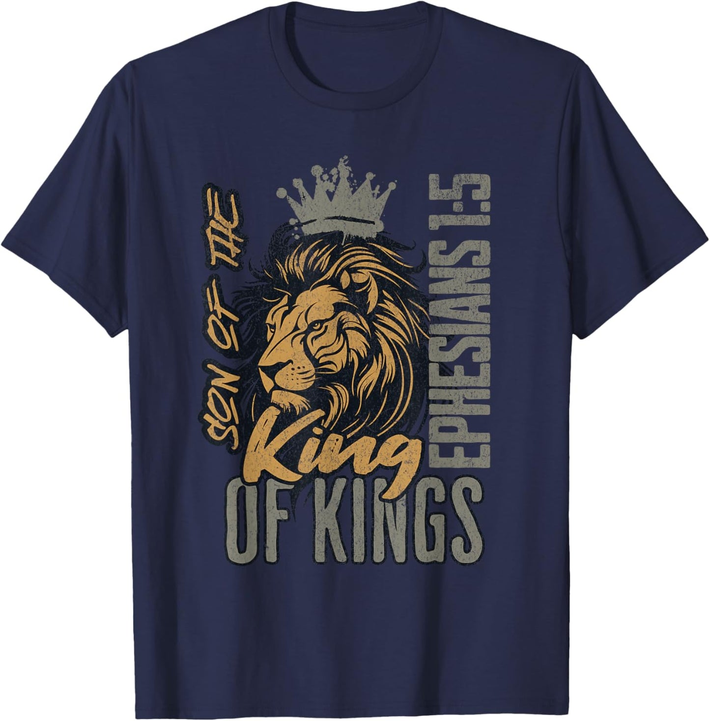 Christian Son of King Kings Lion of Judah Scripture Bible T-Shirt - T-Shirt | Navy