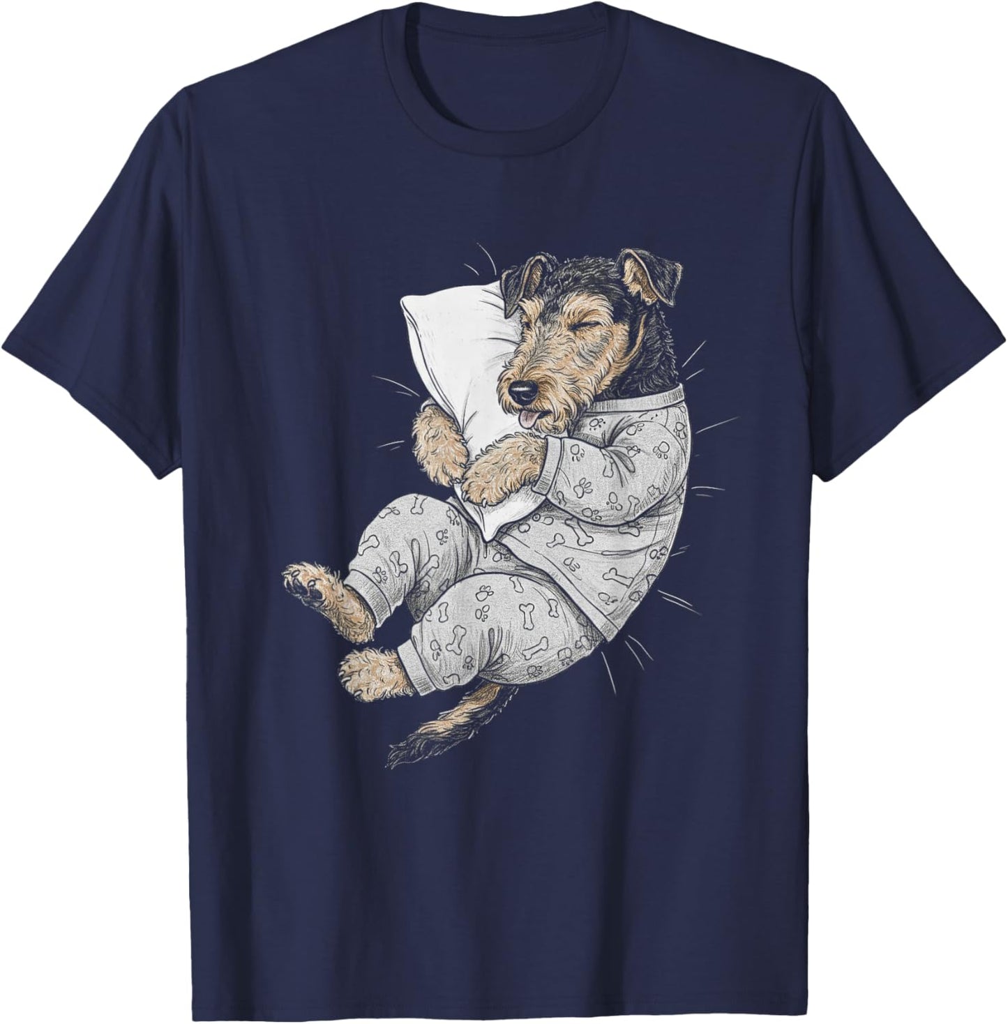 Funny Sleepy Airedale Terrier Pajama Men Women Kids T-Shirt - T-Shirt | Navy