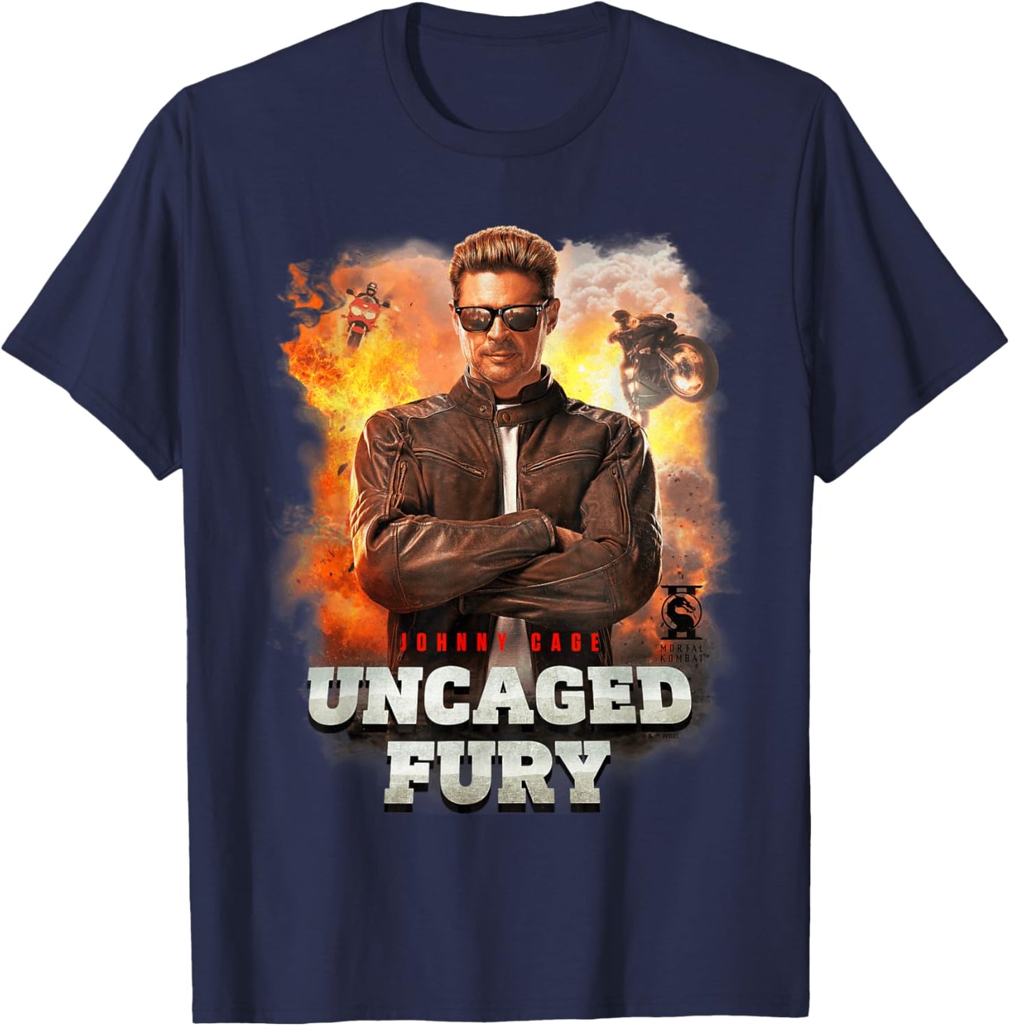 Mortal Kombat 2 Johnny Cage Uncaged Fury T-Shirt - T-Shirt | Navy