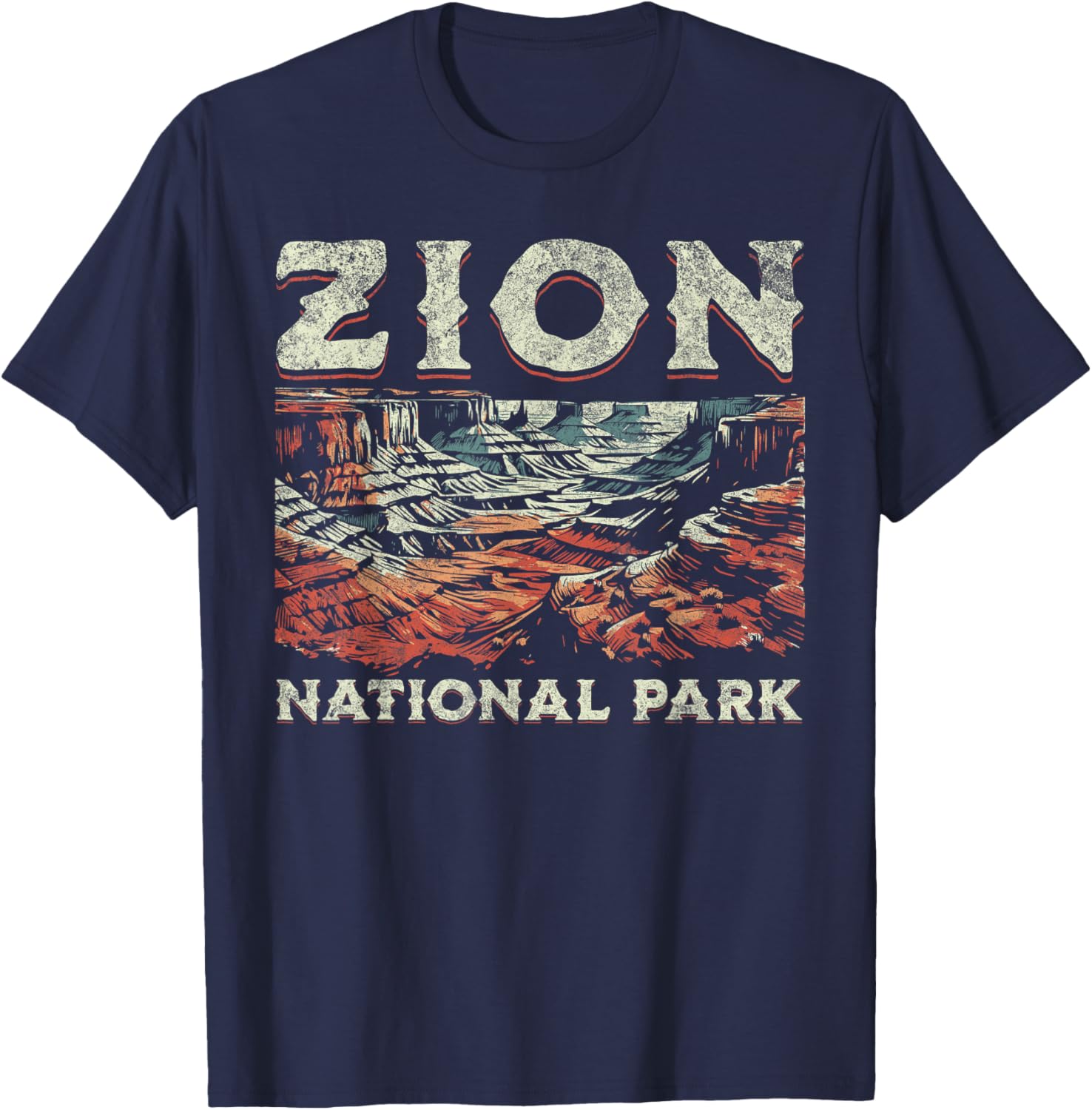 Zion National Park , Small, Grey T-Shirt - T-Shirt | Navy