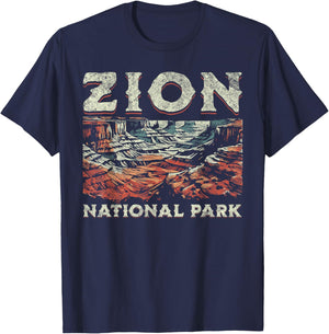Zion National Park , Small, Grey T-Shirt - T-Shirt | Navy
