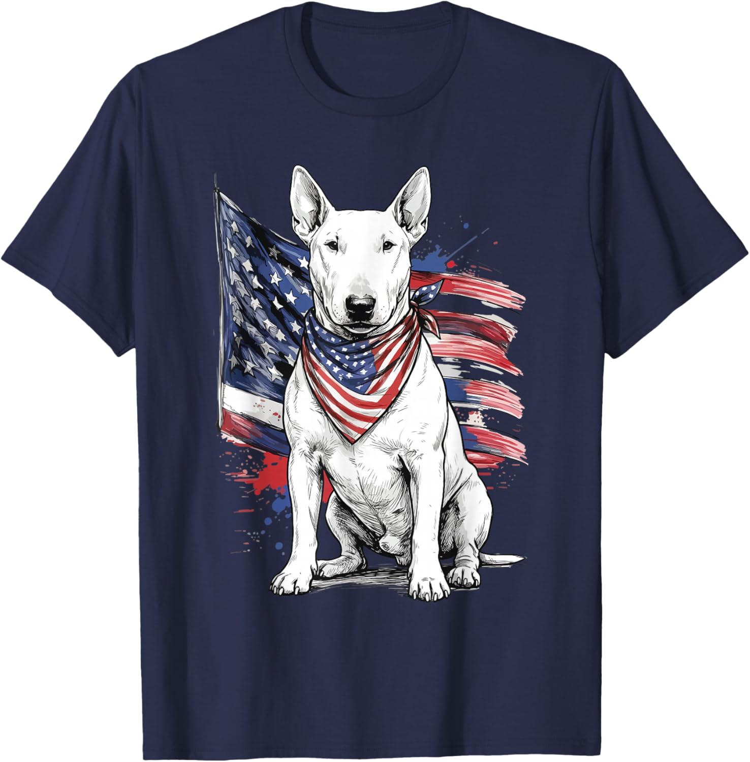 Bull Terrier 4th of July Patriotic Dog T-Shirt - T-Shirt | Navy