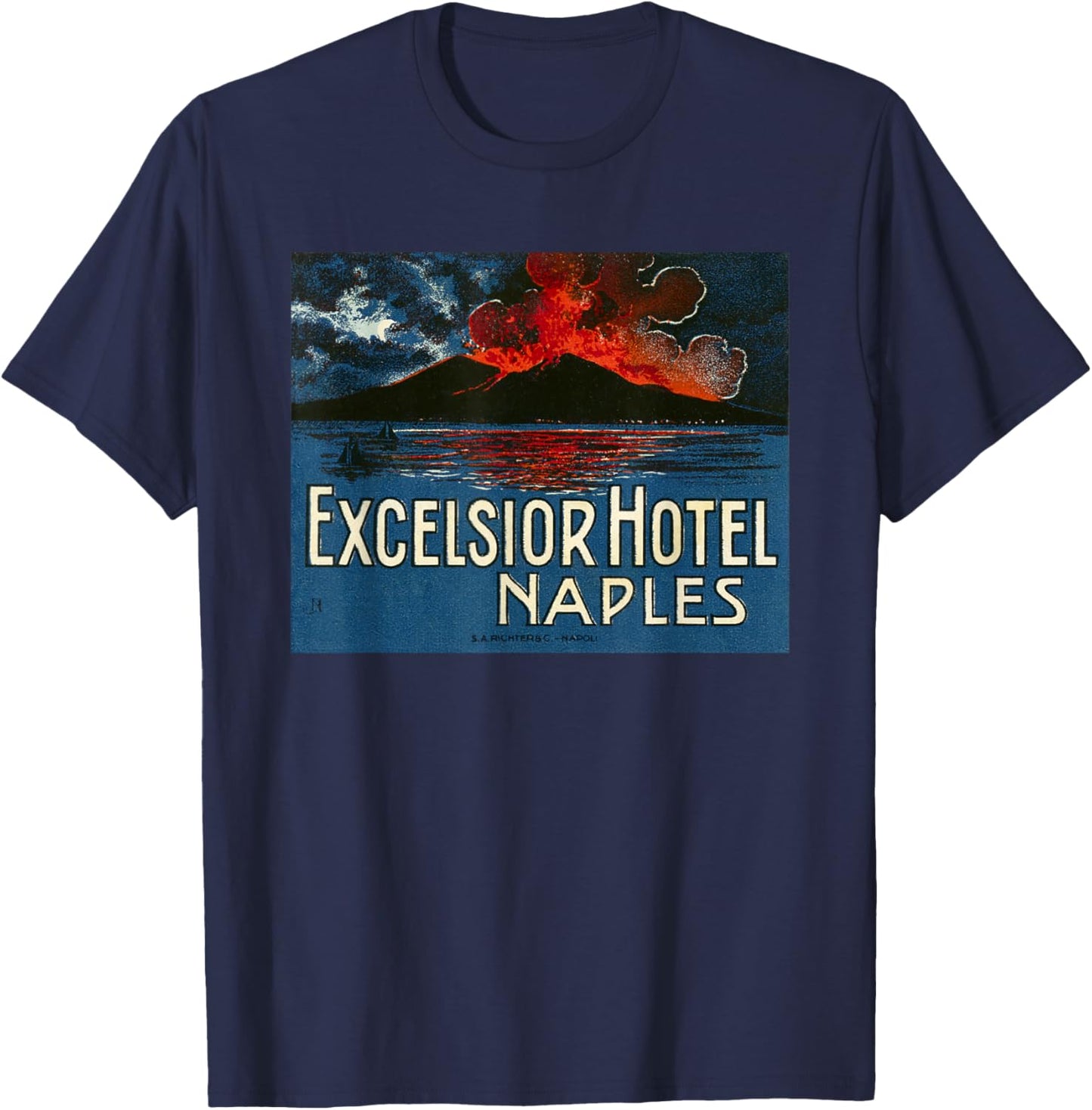 Excelsior Hotel Naples – Vintage Italy Coastal Design T-Shirt - T-Shirt | Navy