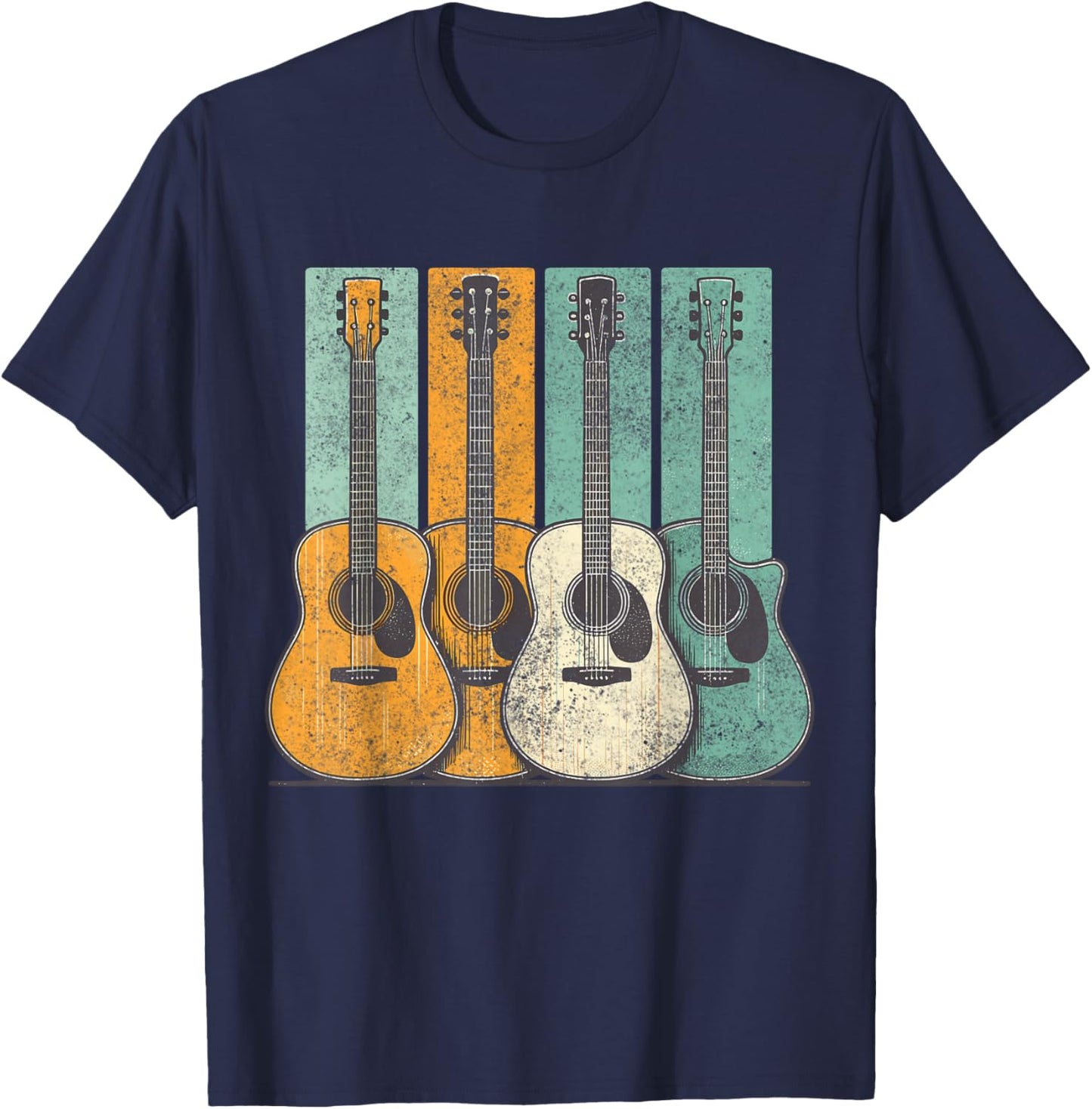 Acoustic Guitar Vintage Guitarist Music T-Shirt - T-Shirt | Navy