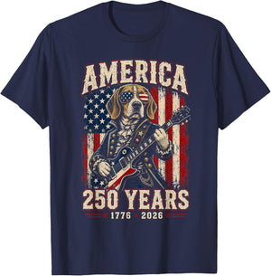 250 Years America Beagle Patriotic USA Freedom 4th of July T-Shirt - T-Shirt | Navy