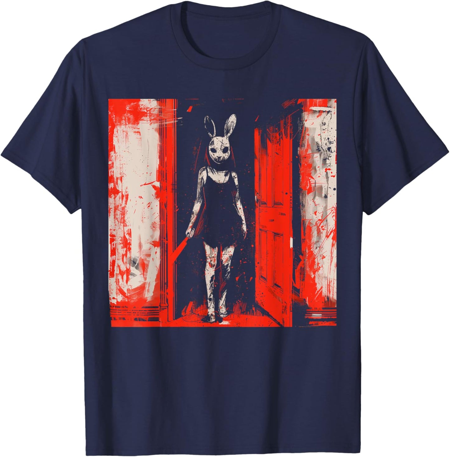 Horror Evil Bunny Slasher Girl Red Anime Goth Creepy Rabbit T-Shirt - T-Shirt | Navy