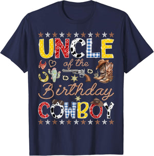 Uncle of The Birthday Cowboy Western Rodeo Uncle T-Shirt - T-Shirt | Navy