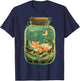 Magical Kitsune Nine-Tailed Fox Kawaii Terrarium Art T-Shirt - T-Shirt | Navy