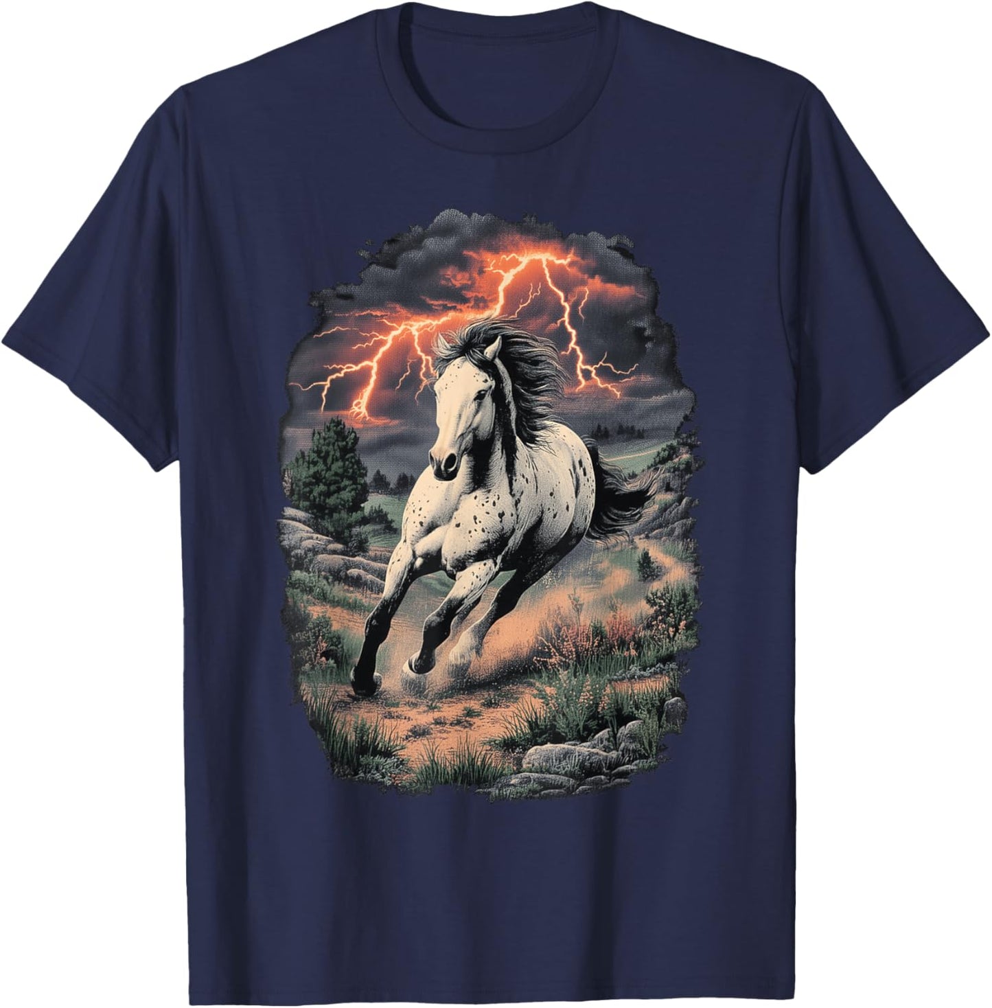 Appaloosa Horse Retro Vintage 80s 90s Western Grunge Graphic T-Shirt - T-Shirt | Navy