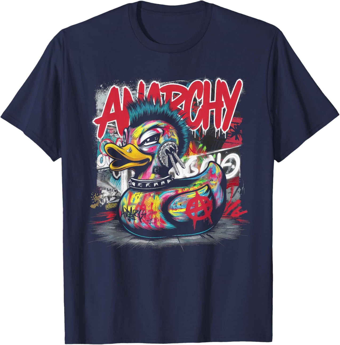 Punk Women Male Duck Rock Rock Duck Anarchy T-Shirt - T-Shirt | Navy
