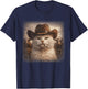 Western Cowboy Cat Smoke A Cigarette Rodeo Country Men Women T-Shirt - T-Shirt | Navy