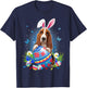 Easter Cute Basset Hound Dog Lover Bunny Eggs Easter T-Shirt - T-Shirt | Navy