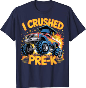 Graduation Pre-K Monster Truck Boys I Crushed Preschool Grad T-Shirt - T-Shirt | Navy