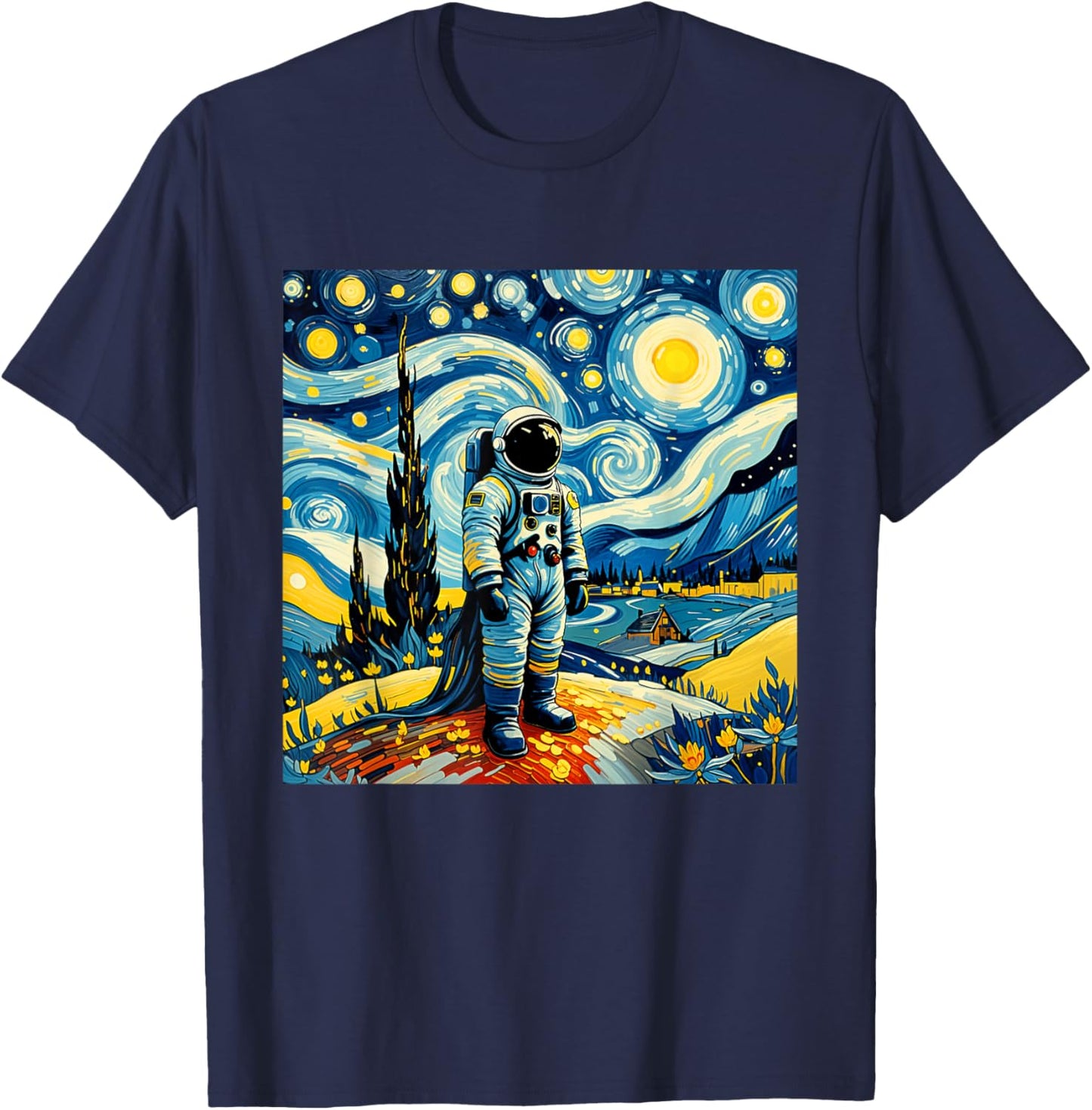 Van Gogh Starry Night Astronaut space lovers T-Shirt - T-Shirt | Navy