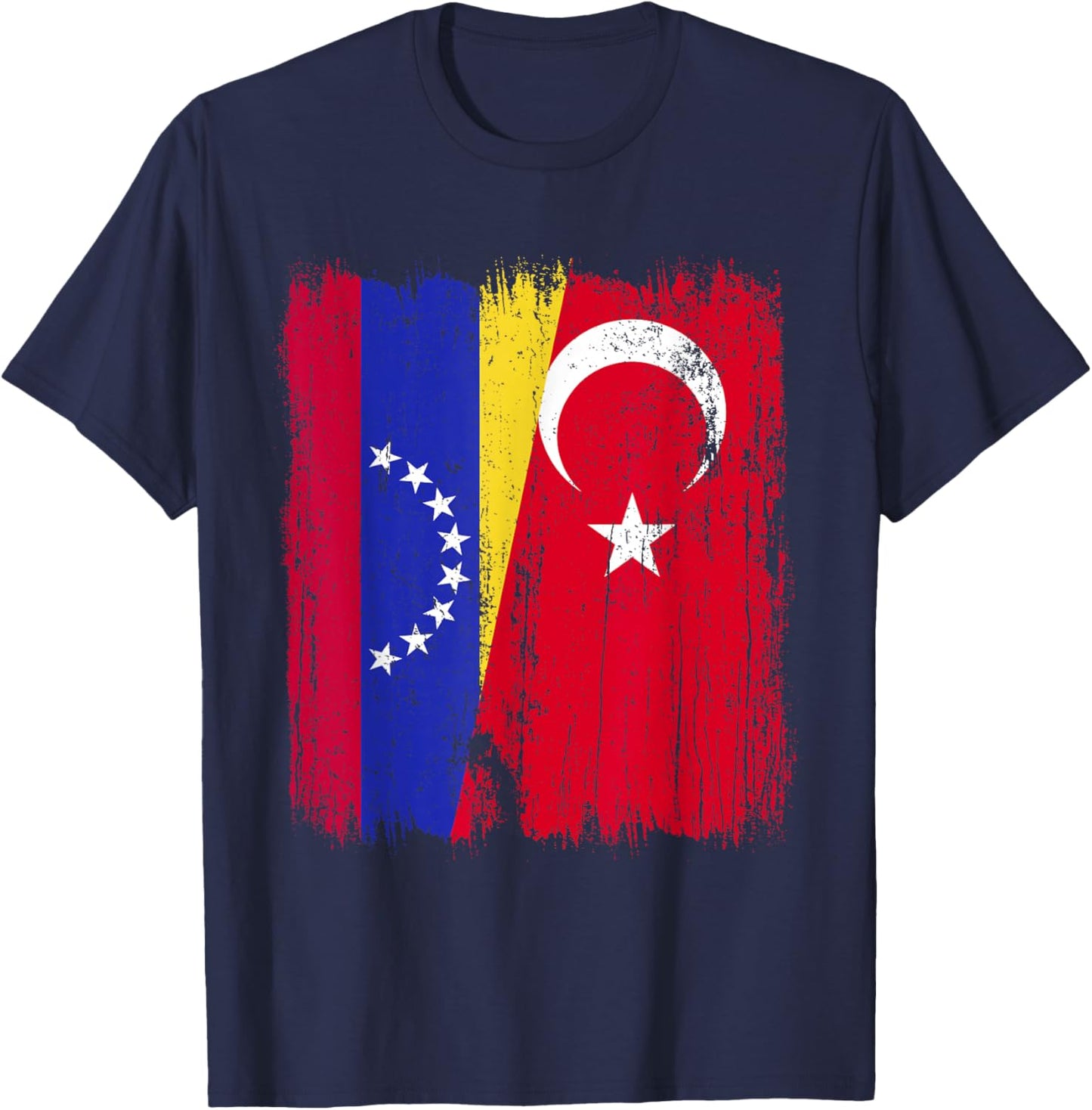 Venezuela Turkey Half Flag Turkiye Venezuelan Turkish T-Shirt - T-Shirt | Navy