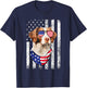 Brittany Spaniel American Flag USA Patriotic 4th of July T-Shirt - T-Shirt | Navy