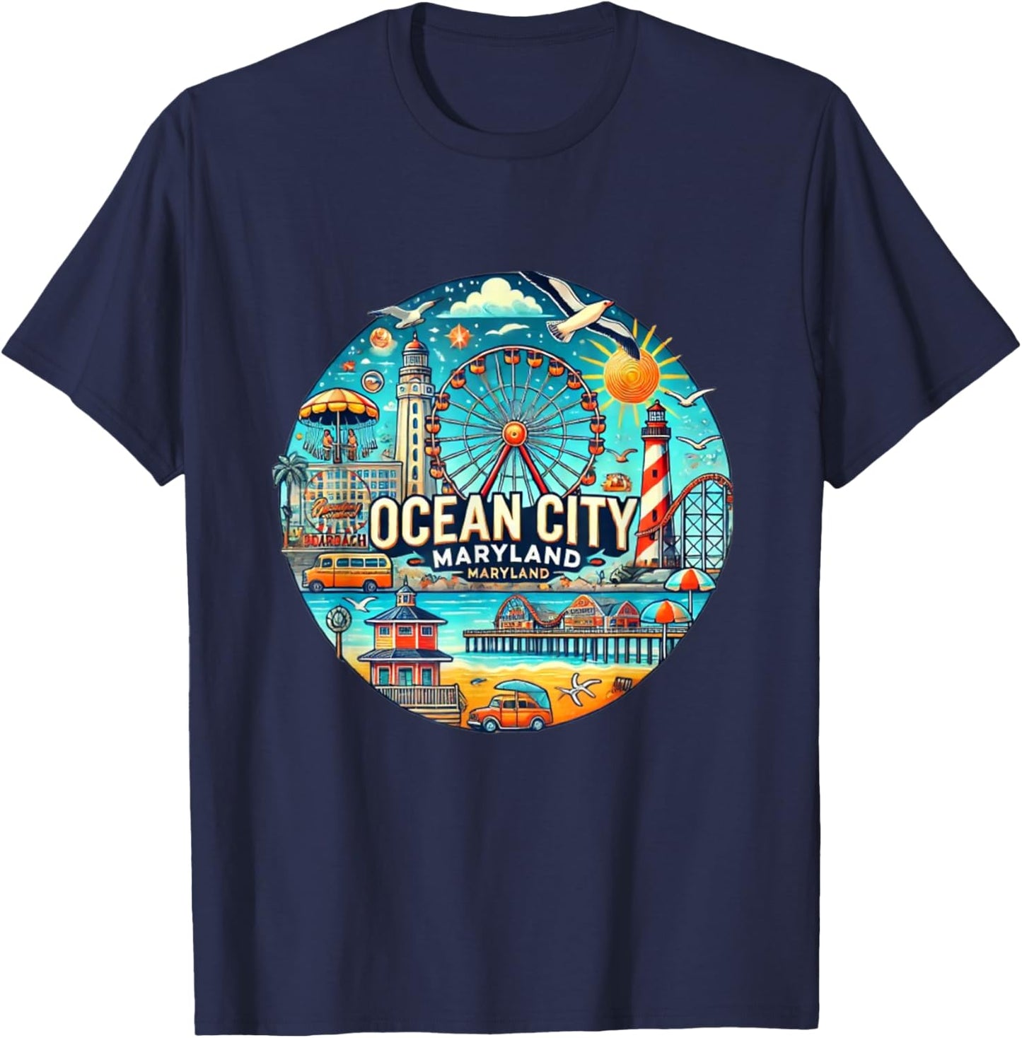 Ocean City Maryland Boardwalk youthful T-Shirt - T-Shirt | Navy