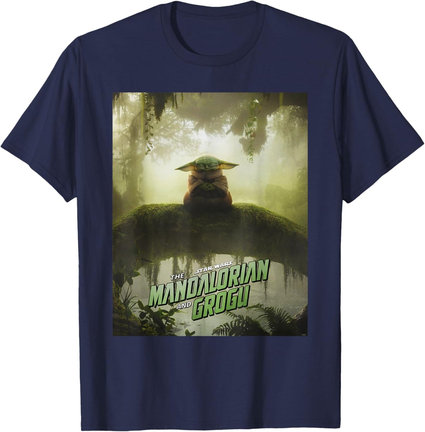 Star Wars The Mandalorian and Grogu Movie Meditating Poster T-Shirt - T-Shirt | Navy