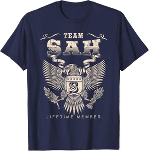 Team Sah Lifetime Member - Sah Name T-Shirt - T-Shirt | Navy
