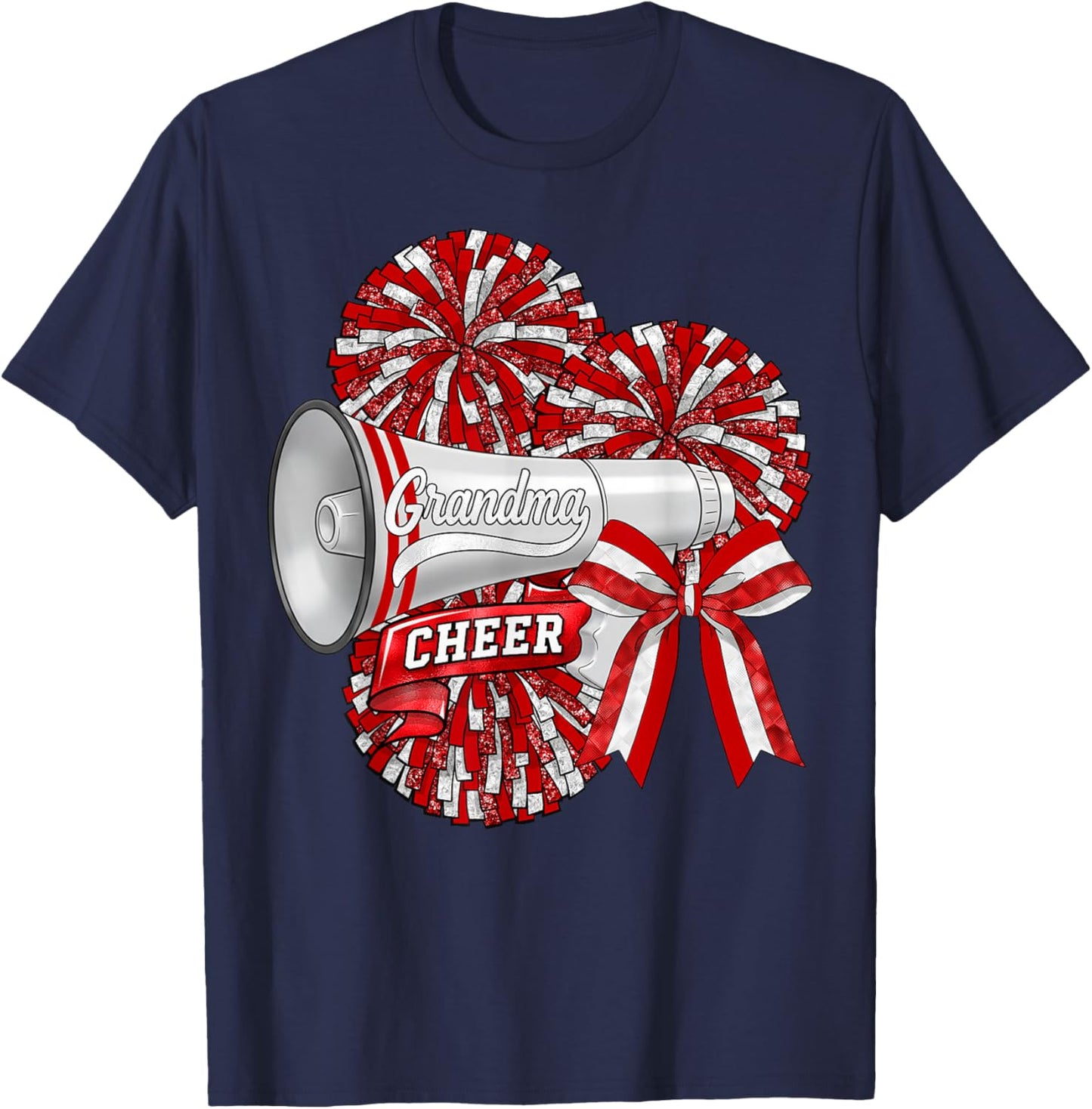 Cheer G-Ma Grandma Bow Sport Cheerleader Cheerleading Red T-Shirt - T-Shirt | Navy