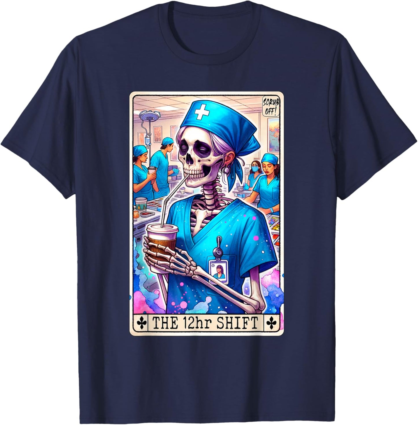 Funny Nurse Tarot Card Doctor Hospital 12hr Shift Night RN T-Shirt - T-Shirt | Navy