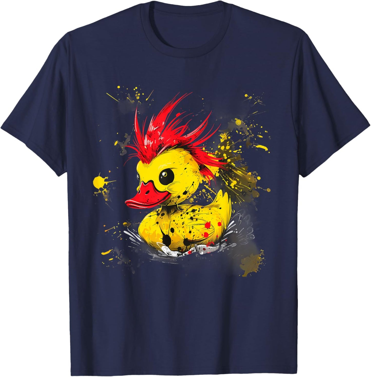 Rubber Duck Watercolor Punk Rock Rubber Duckling Duck Lover T-Shirt - T-Shirt | Navy