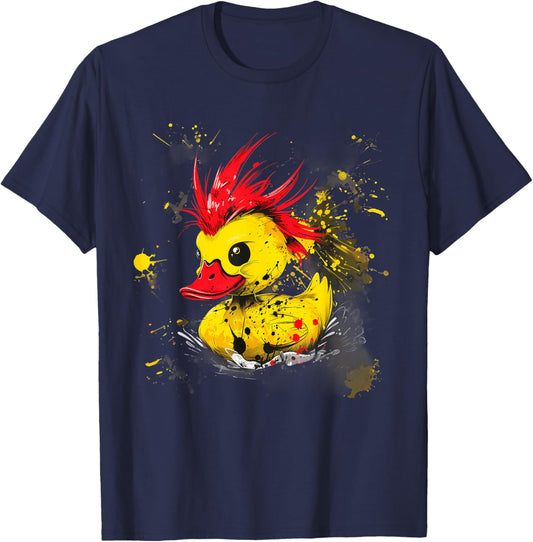 Rubber Duck Watercolor Punk Rock Rubber Duckling Duck Lover T-Shirt - T-Shirt | Navy