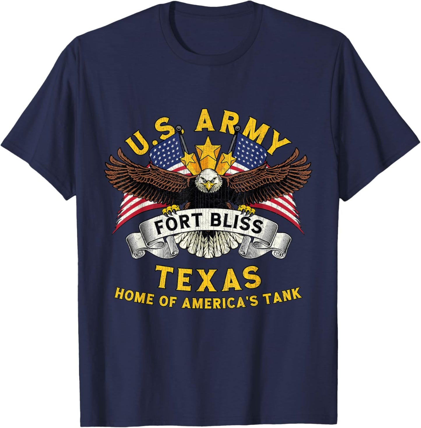Fort Bliss Texas TX Vintage Military Base Veterans Day T-Shirt - T-Shirt | Navy