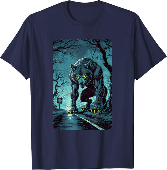 Beast of Bray Road Cryptid | Vintage Horror Encounter T-Shirt - T-Shirt | Navy