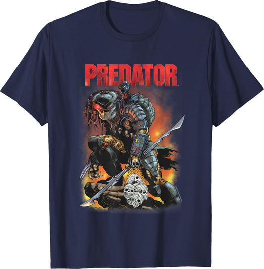 Predator Ready To Hunt Big Chest Iconic Retro Poster V2 T-Shirt - T-Shirt | Navy