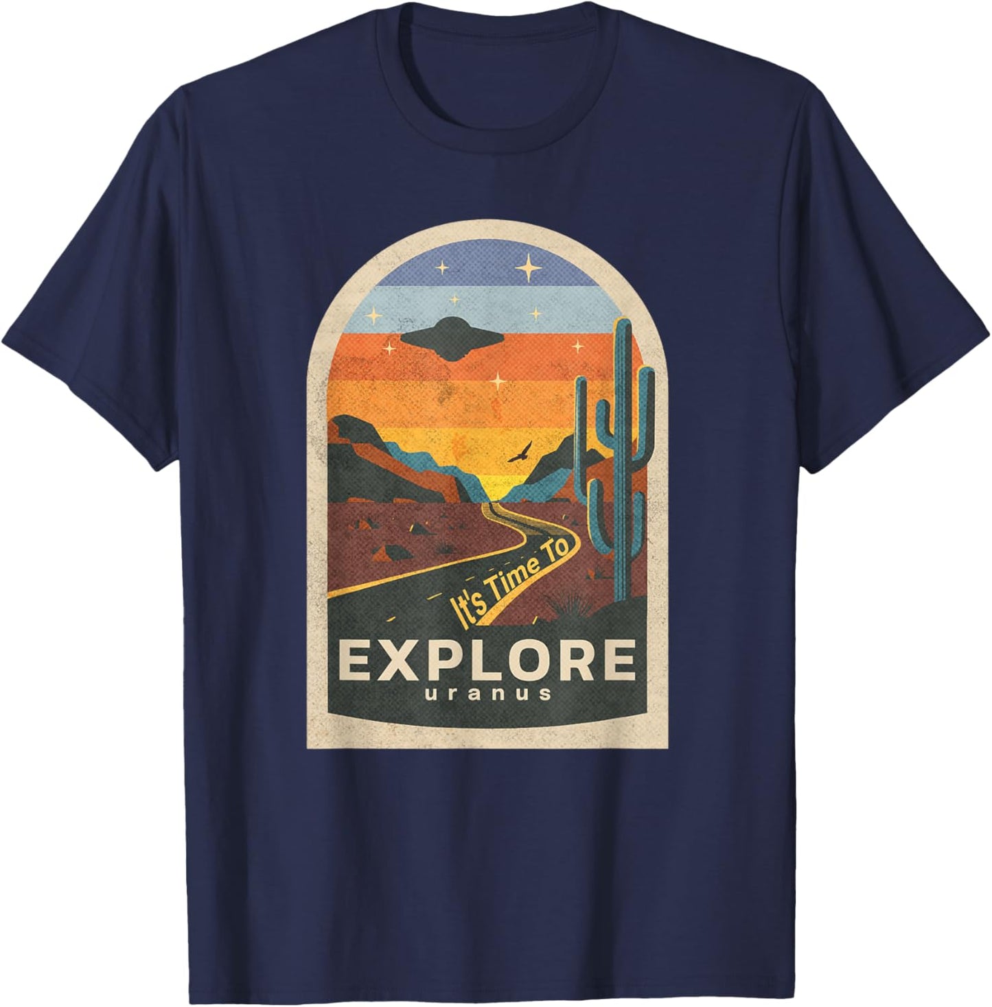It's Time To Explore Uranus Funny UFO Design T-Shirt - T-Shirt | Navy
