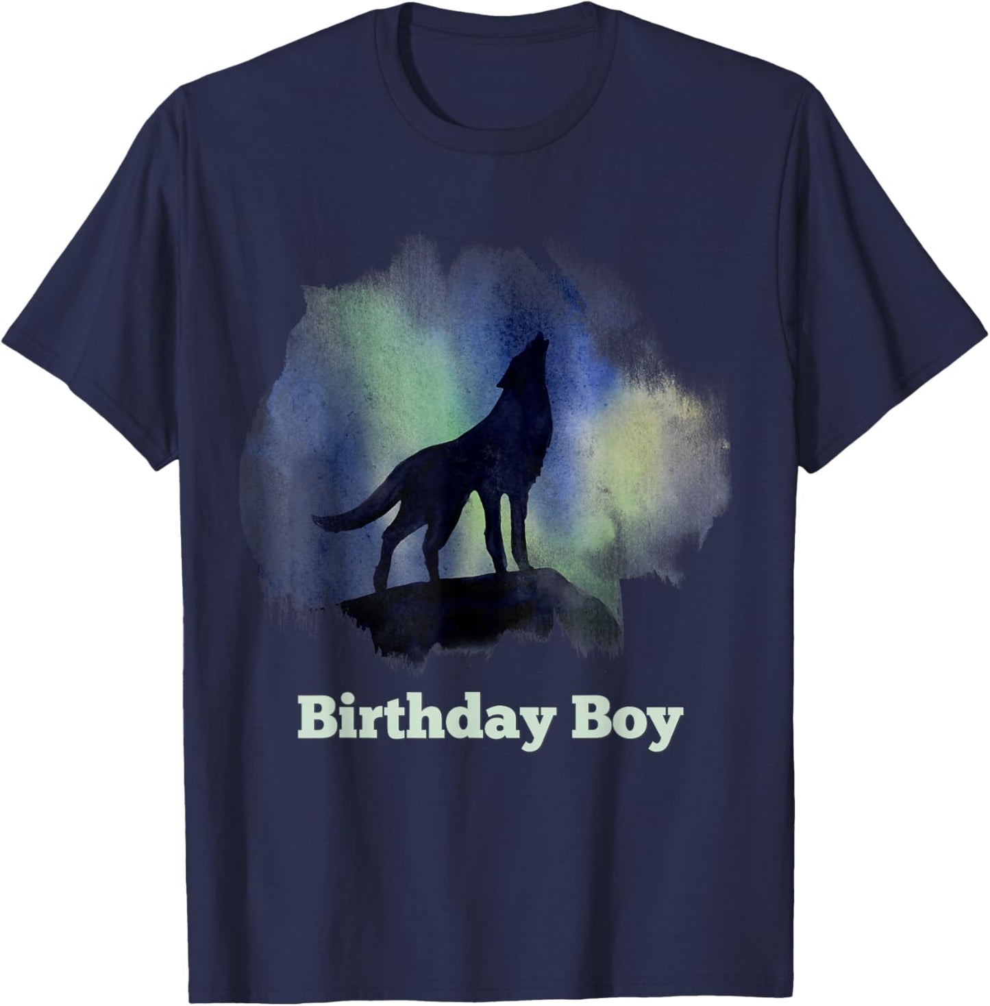 Birthday Wolf Boy Man Howling Wolves Teen 8-10 years boys T-Shirt - T-Shirt | Navy