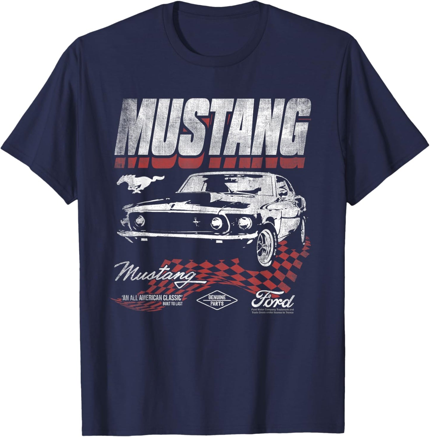 Ford Mustang Checkered Race T-Shirt - T-Shirt | Navy