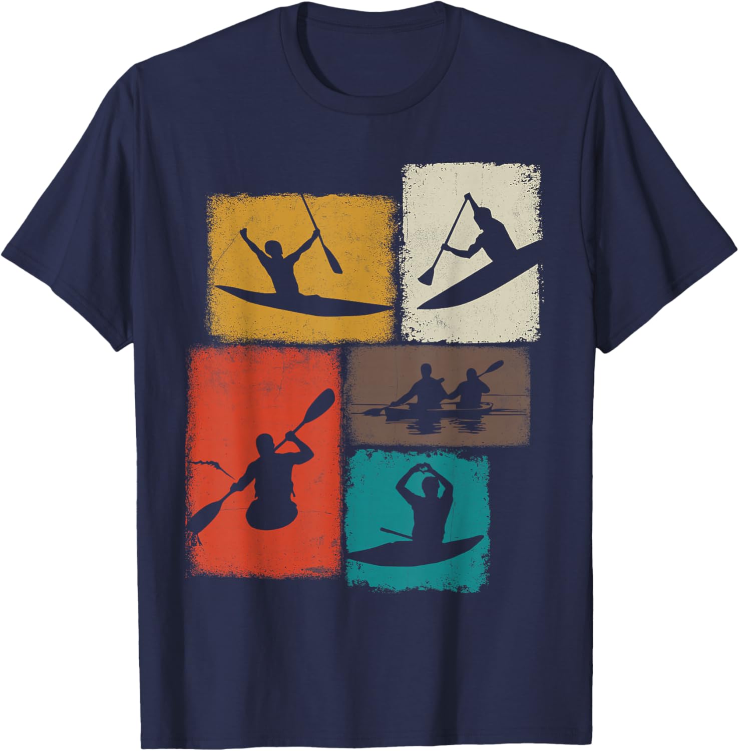 Kayaking Collage Kayaker Men Women Coach Youth T-Shirt - T-Shirt | Navy