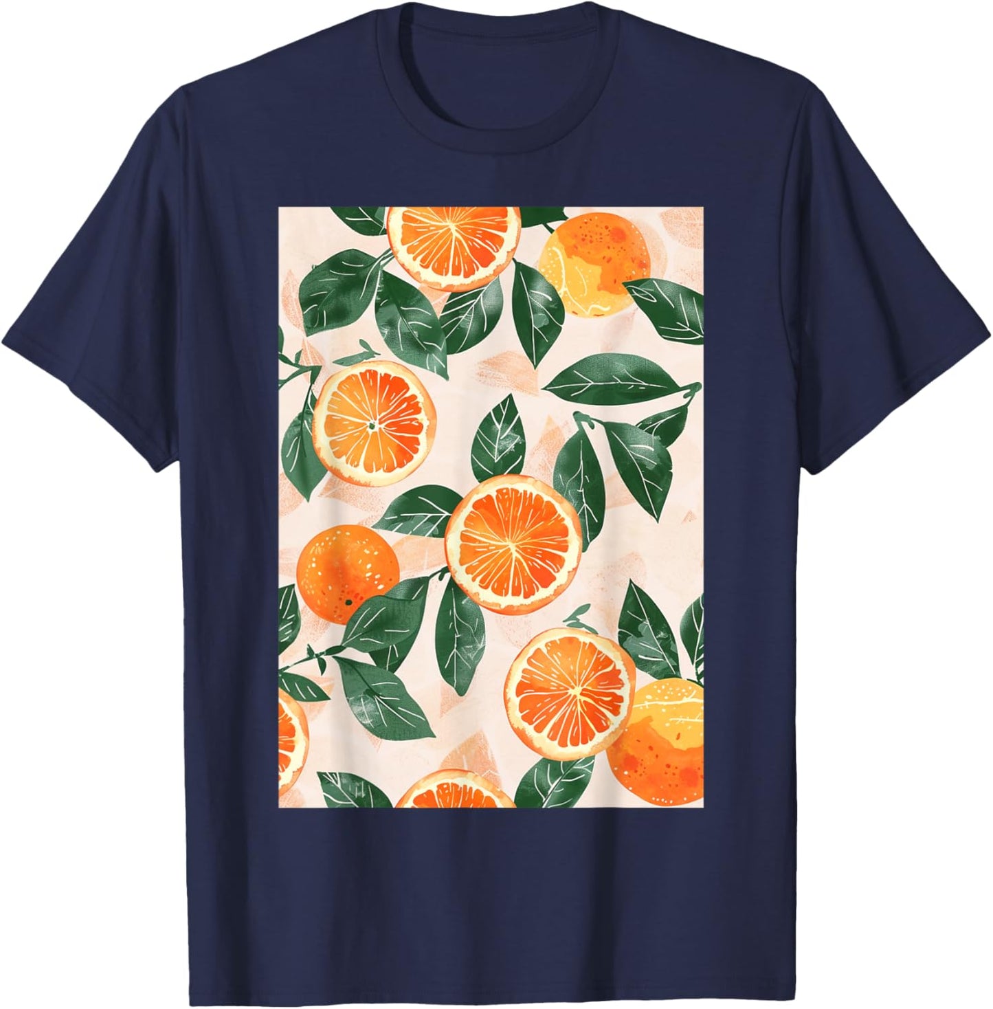 Pattern Art Orange Vintage T-Shirt - T-Shirt | Navy