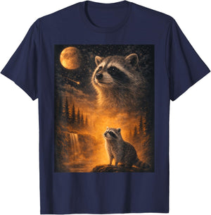 Raccoon Howling to The Moon. Funny Meme 90s Animal Lover T-Shirt - T-Shirt | Navy