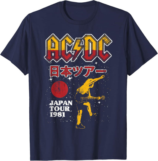 Offiziell AC/DC Japan Tour 1981 ACDC Rock T-Shirt - T-Shirt | Navy